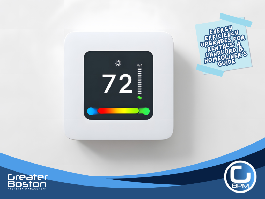 Smart thermostat set to 72 degrees showing energy efficiency for rental property upgrades