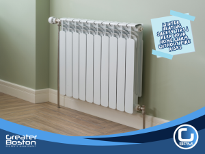 Radiator heating system installed safely along a wall, demonstrating proper winter heating safety in rental properties.