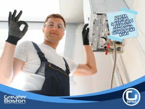 Technician inspecting a home heating system to ensure winter heating safety and reduce fire risks in rental properties.