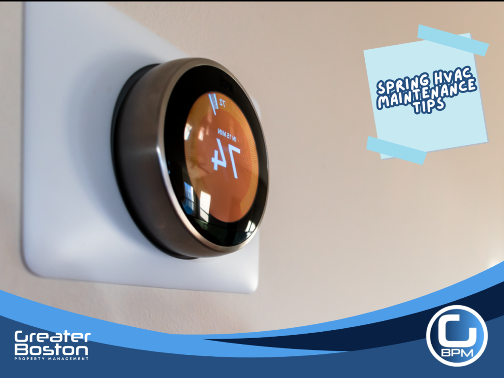 Smart thermostat installed on wall to optimize HVAC cooling schedules, improve AC efficiency, and reduce energy costs in rental properties.