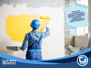 Licensed vendor painting condo common area walls in Boston representing professional contractor vetting for condo associations in 2026