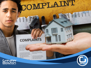 Boston condo association trustee handling unit owner complaint document and property model representing dispute resolution and rule enforcement in 2026