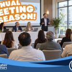 Boston condo association annual meeting with trustee board presenting to assembled unit owners at professional venue representing the September preparation guide for condo trustees before annual meeting season in 2026